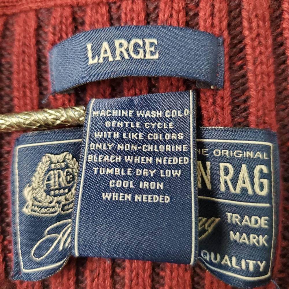 Men's American Rag Shawl Neck Ribbed Detail Burgundy Sweater Sz L Old Money Nice - Picture 8 of 8